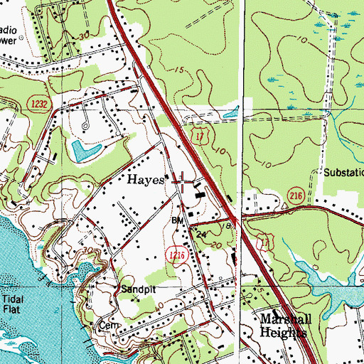 Topographic Map of Hayes, VA