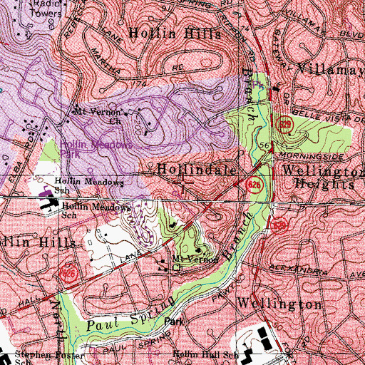 Topographic Map of Hollindale, VA