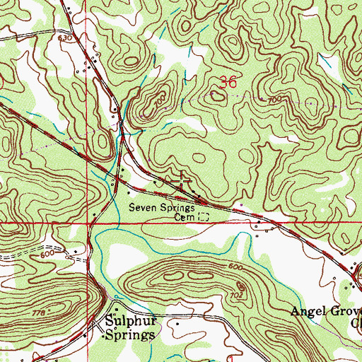 Topographic Map of Seven Springs, AL