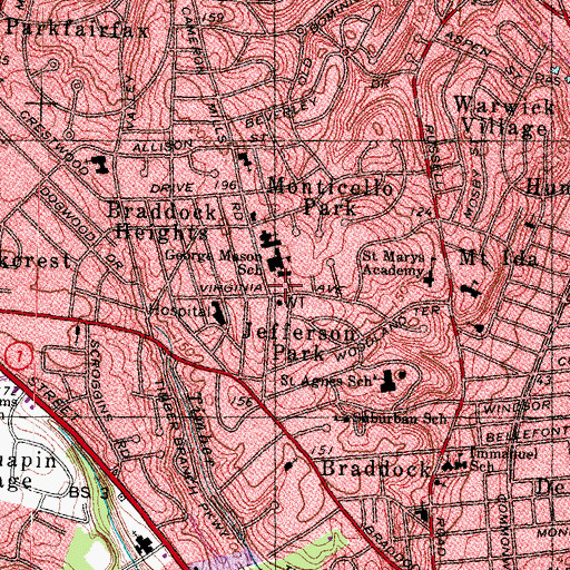 Topographic Map of Jefferson Park, VA