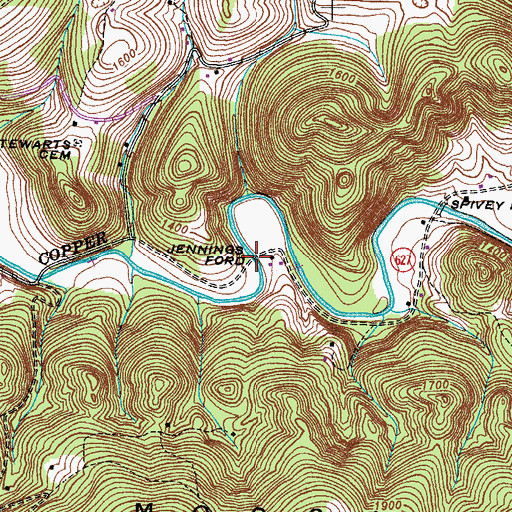 Topographic Map of Jennings Ford, VA