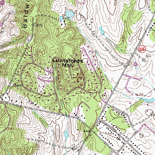 Topographic Map of Luntsfords Mountain, VA