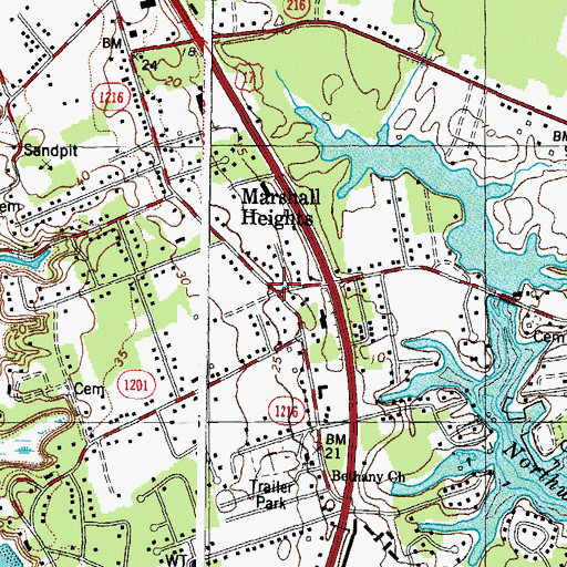 Topographic Map of Marshall Heights, VA