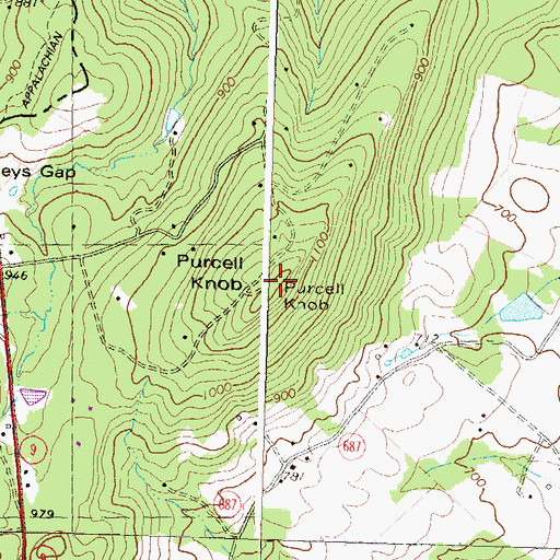 Topographic Map of Purcell Knob, VA
