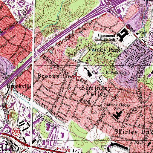 Topographic Map of Brookville, VA