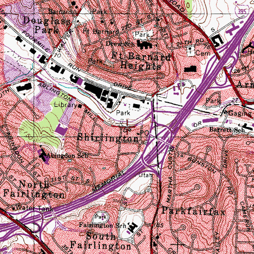 Topographic Map of Shirlington, VA