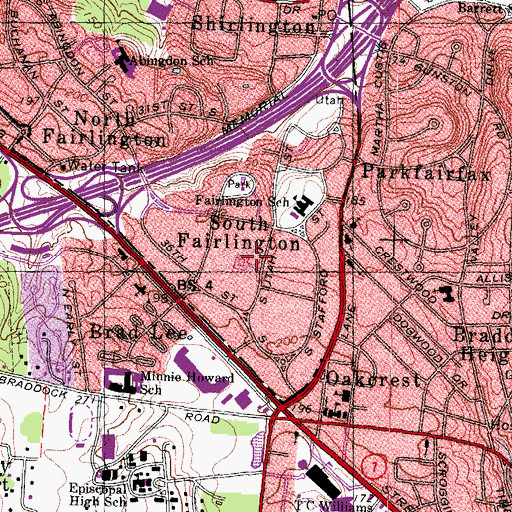 Topographic Map of South Fairlington, VA