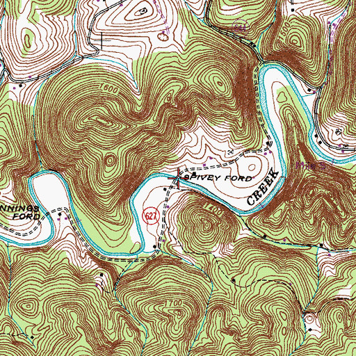 Topographic Map of Spivey Ford, VA