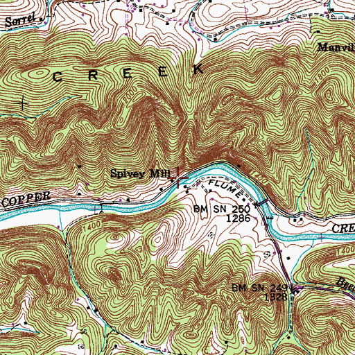 Topographic Map of Spivey Mill, VA