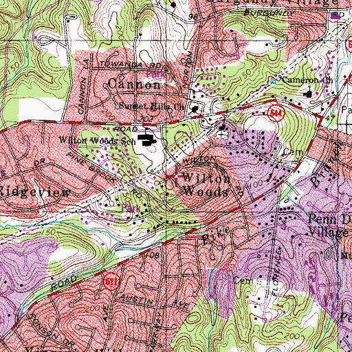 Topographic Map of Wilton Woods, VA