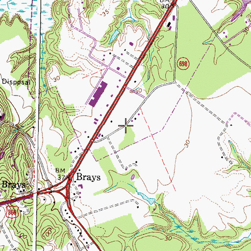 Topographic Map of Brays Fork, VA