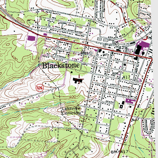 Topographic Map of Blackstone College for Girls (historical), VA