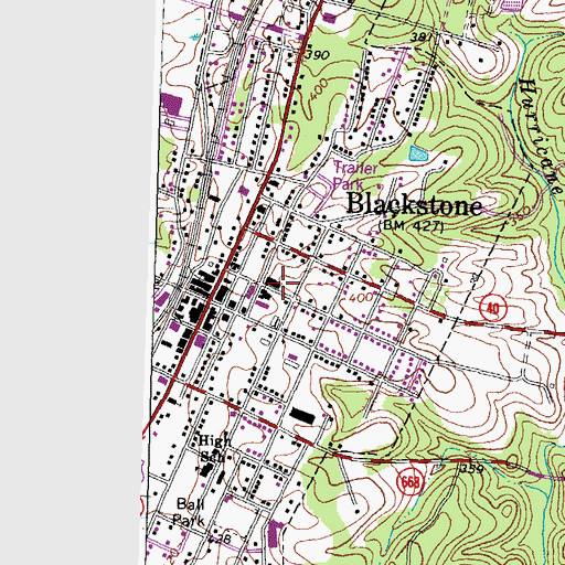 Topographic Map of Blackstone Health Center, VA