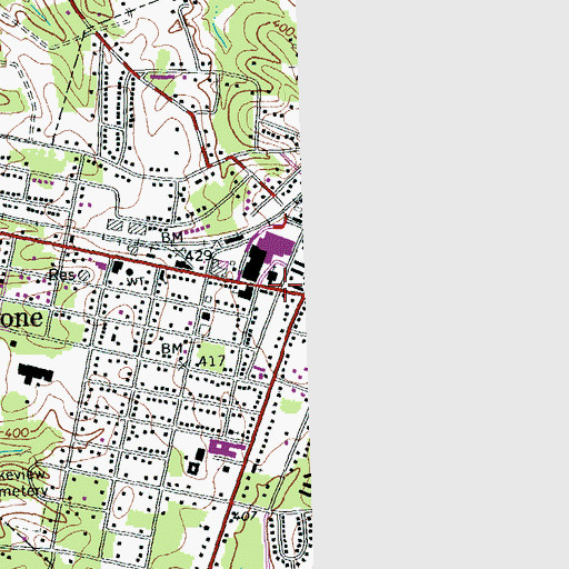 Topographic Map of Blackstone Historic District, VA