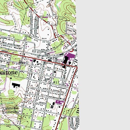 Topographic Map of Blackstone Presbyterian Church, VA