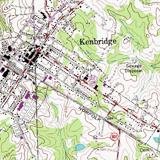 Topographic Map of Kenbridge Baptist Church, VA