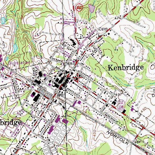 Topographic Map of Kenbridge United Methodist Church, VA