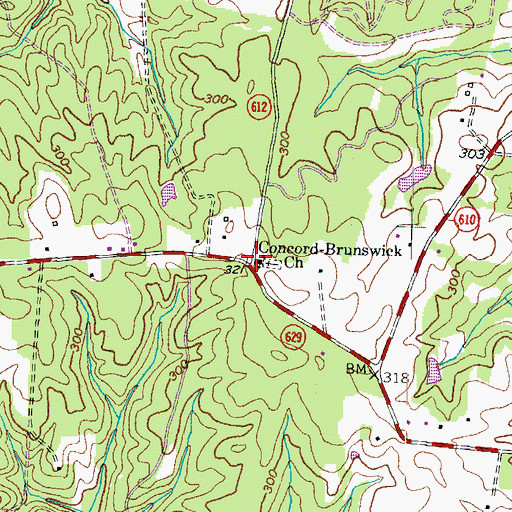 Topographic Map of Concord, VA