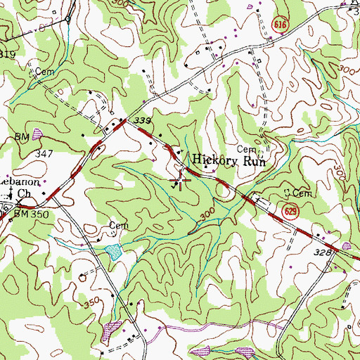 Topographic Map of Hickory Run School (historical), VA