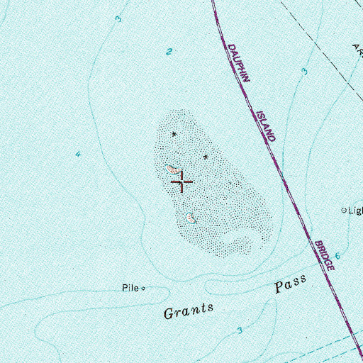 Topographic Map of Gull Island, AL