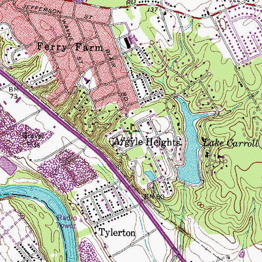 Topographic Map of Argyle Heights, VA