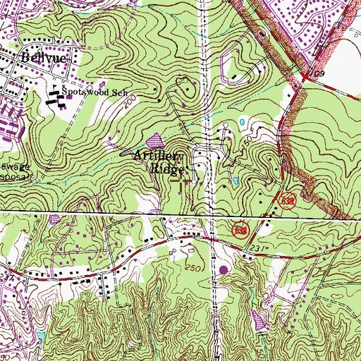 Topographic Map of Artillery Ridge, VA