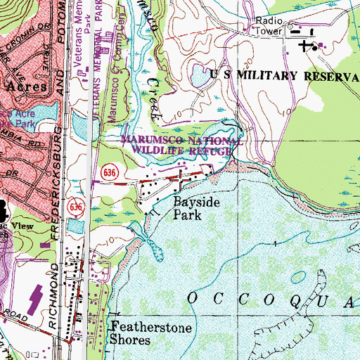 Topographic Map of Bayside Park, VA