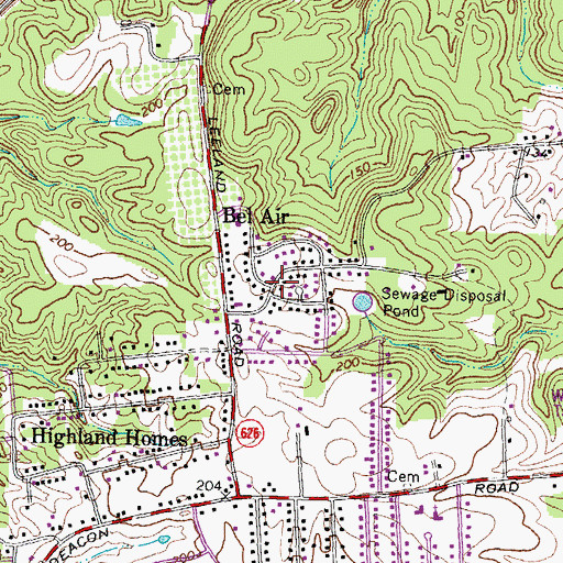 Topographic Map of Bel Air, VA