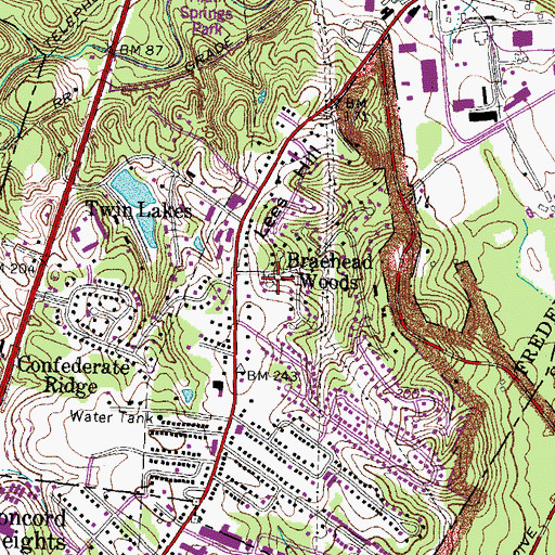 Topographic Map of Braehead Woods, VA