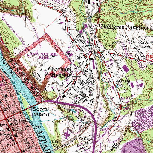Topographic Map of Chatham Heights, VA