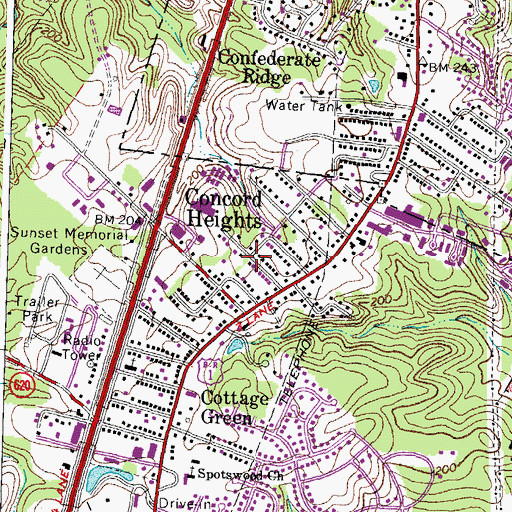 Topographic Map of Concord Heights, VA