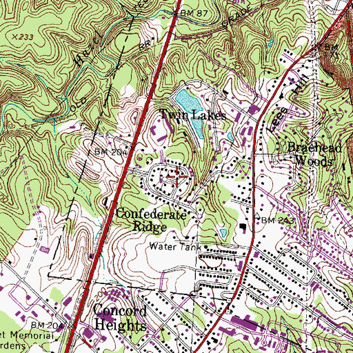 Topographic Map of Confederate Ridge, VA