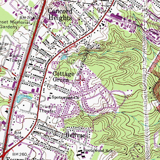 Topographic Map of Cottage Green, VA