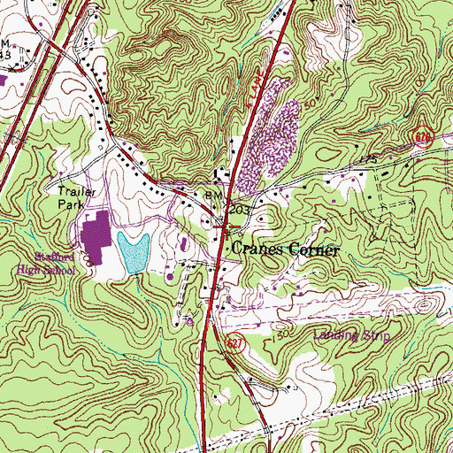 Topographic Map of Cranes Corner, VA