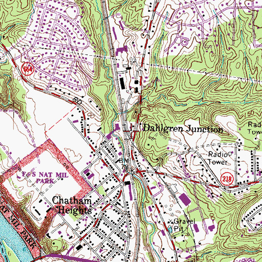 Topographic Map of Dahlgren Junction (historical), VA