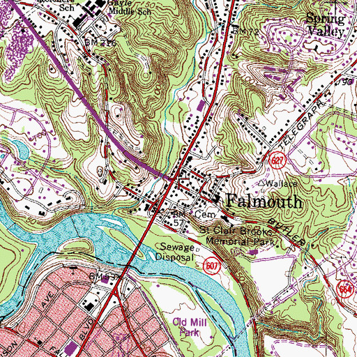 Topographic Map of Falmouth, VA