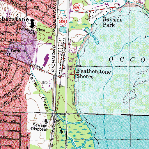 Topographic Map of Featherstone Shores, VA