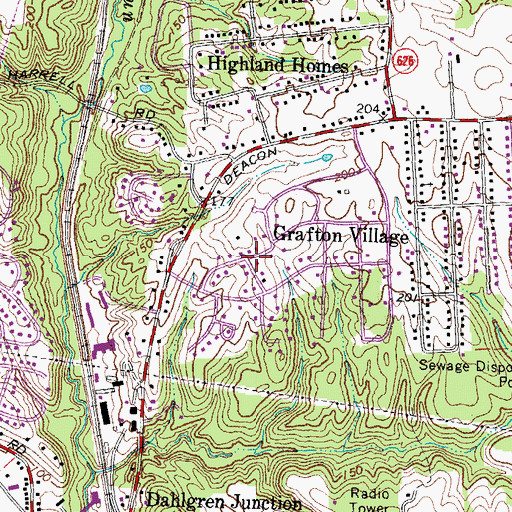 Topographic Map of Grafton Village, VA