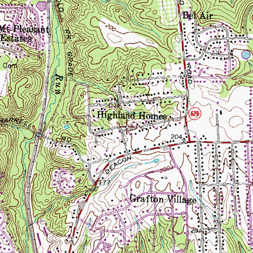 Topographic Map of Highland Homes, VA