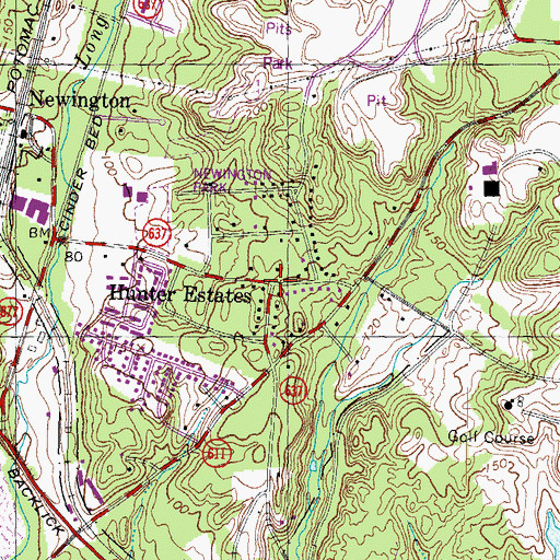 Topographic Map of Hunter Estates, VA