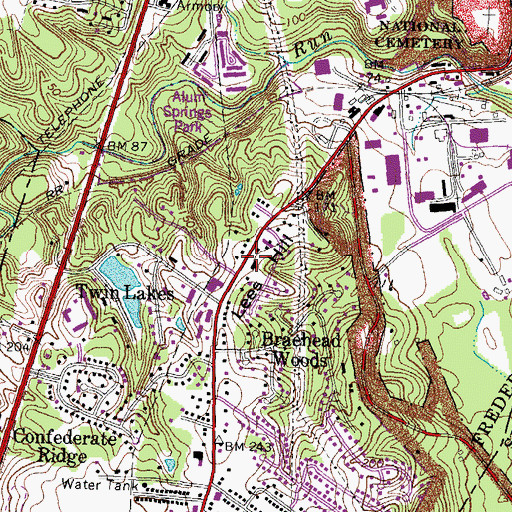 Topographic Map of Lees Hill, VA
