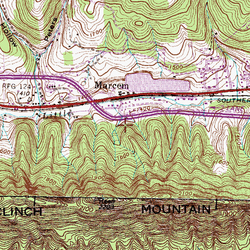 Topographic Map of Marcem, VA