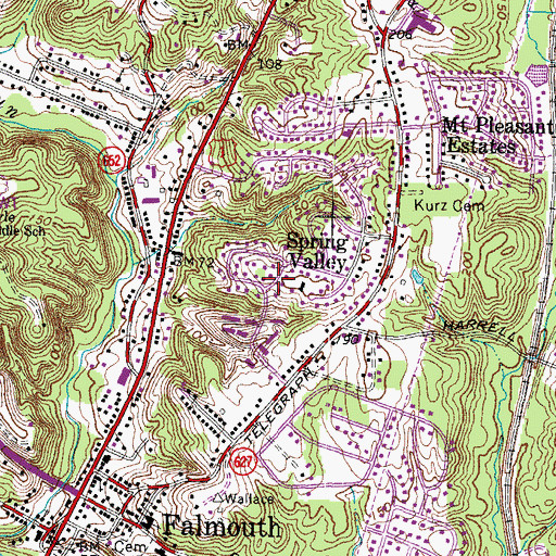 Topographic Map of Spring Valley, VA