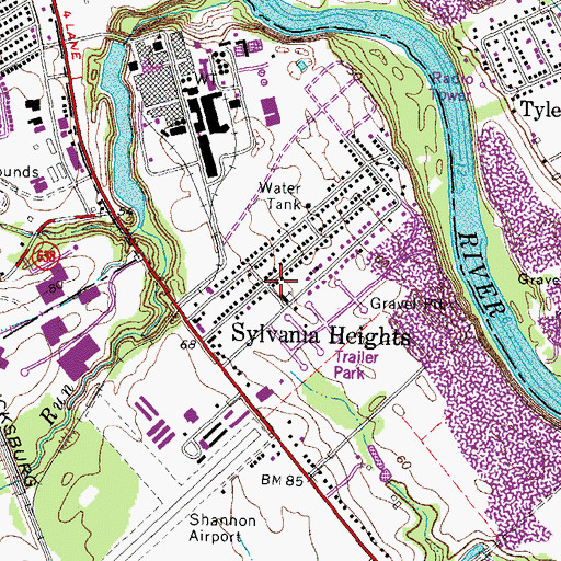 Topographic Map of Sylvania Heights, VA