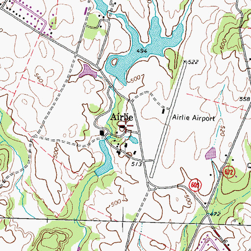 Topographic Map of Airlie, VA