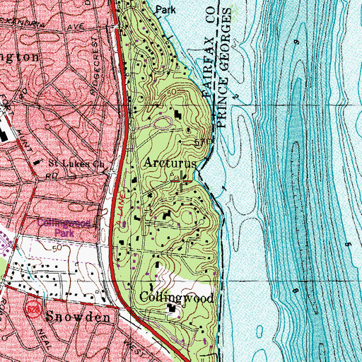 Topographic Map of Arcturus, VA