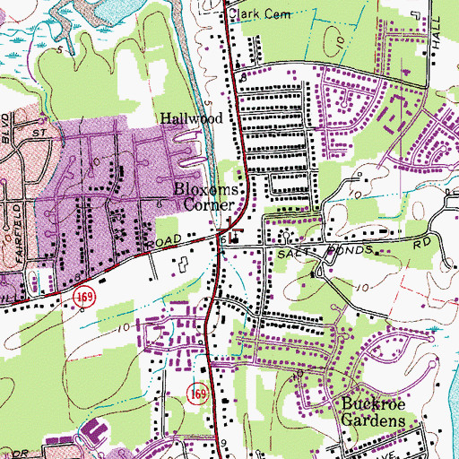 Topographic Map of Bloxoms Corner, VA