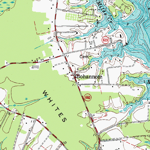 Topographic Map of Bohannon, VA