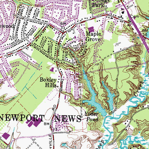 Topographic Map of Boxley Hills, VA