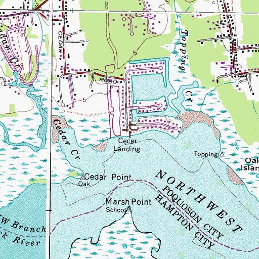 Topographic Map of Cedar Landing, VA